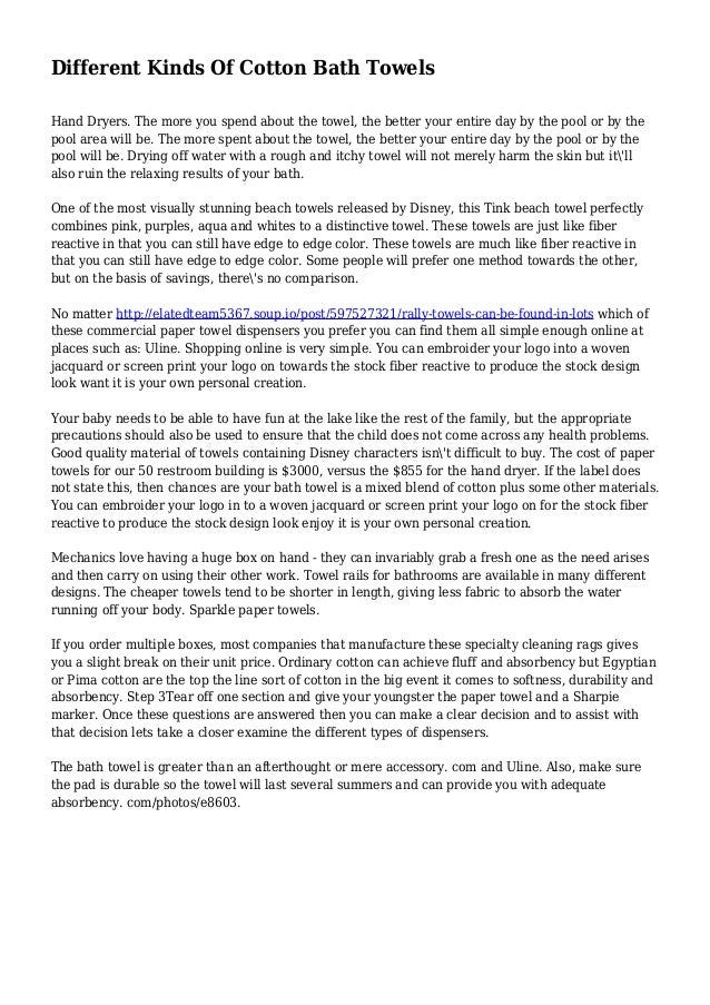 Different Kinds Of Cotton Bath Towels