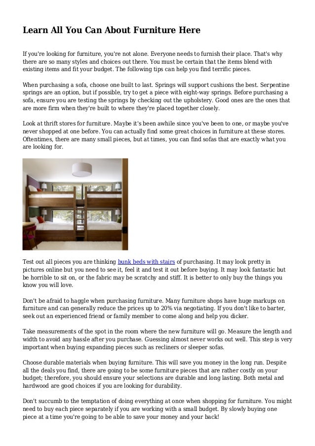 Learn All You Can About Furniture Here