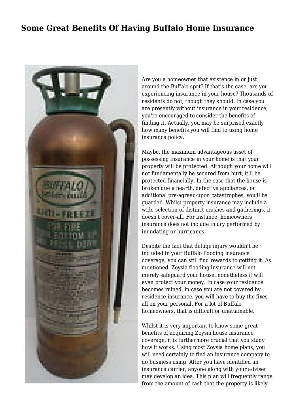 Some Great Benefits Of Having Buffalo Home Insurance