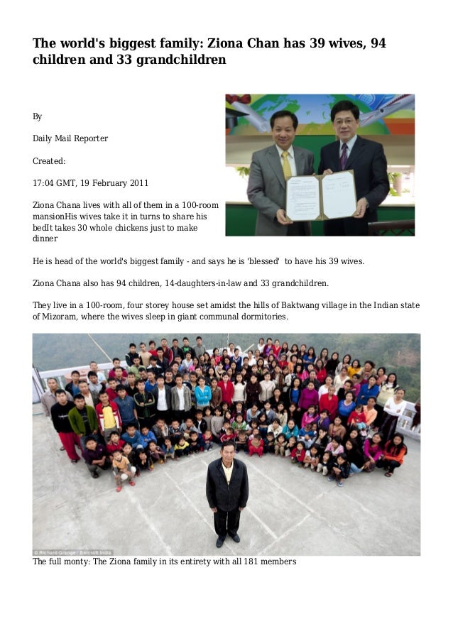 The World S Biggest Family Ziona Chan Has 39 Wives 94 Children And