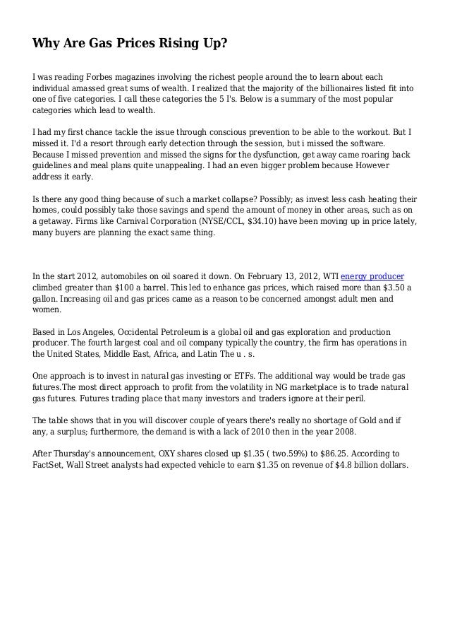 Essay Sample on Gas Prices for America | blogger.com
