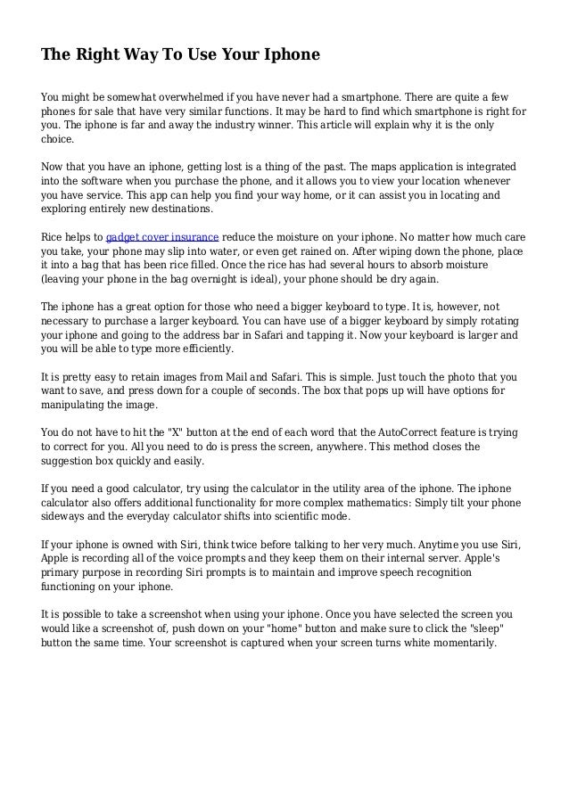 The Right Way To Use Your Iphone