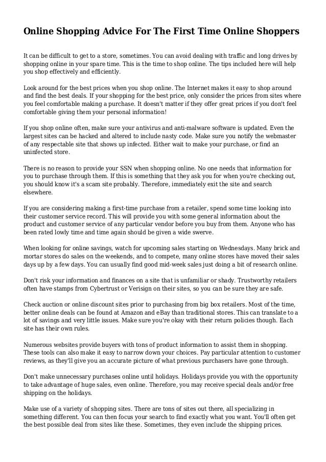 Online Shopping Advice For The First Time Online Shoppers