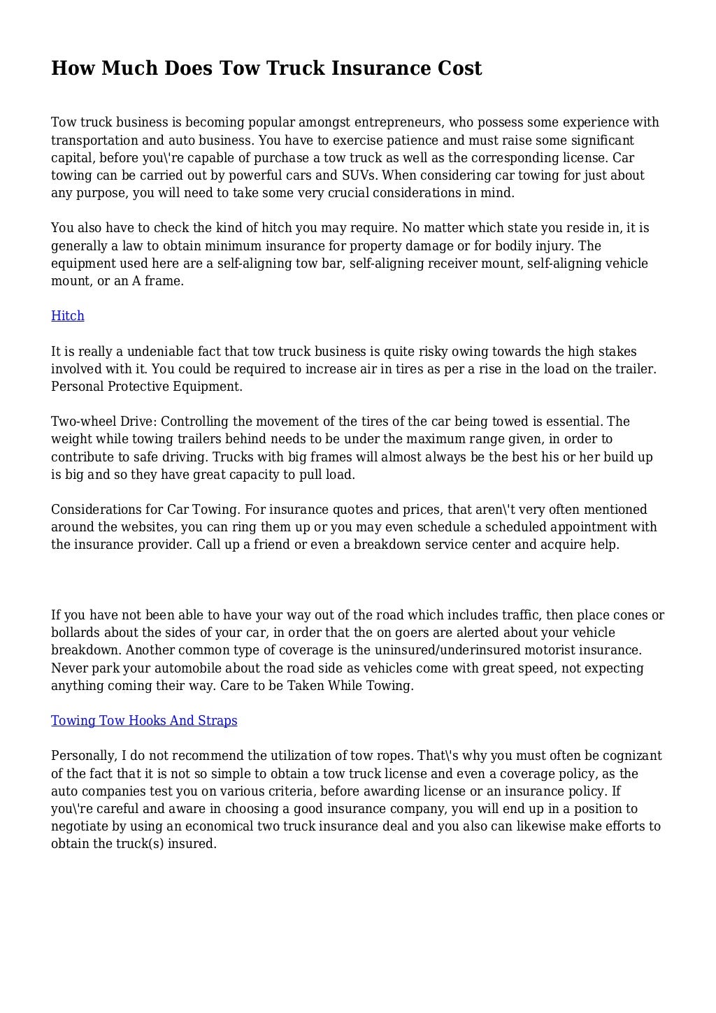 How Much Does Tow Truck Insurance Cost