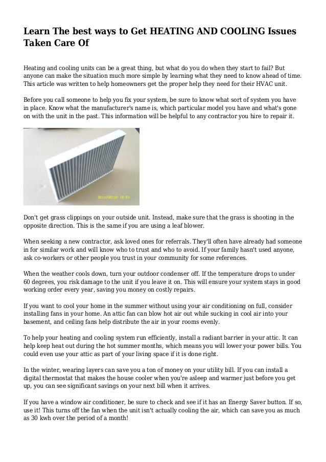 Learn The Best Ways To Get Heating And Cooling Issues Taken