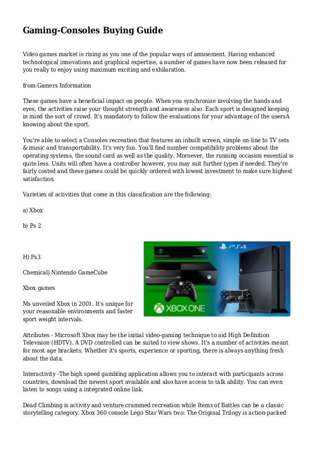  Gaming -Consoles Buying Guide