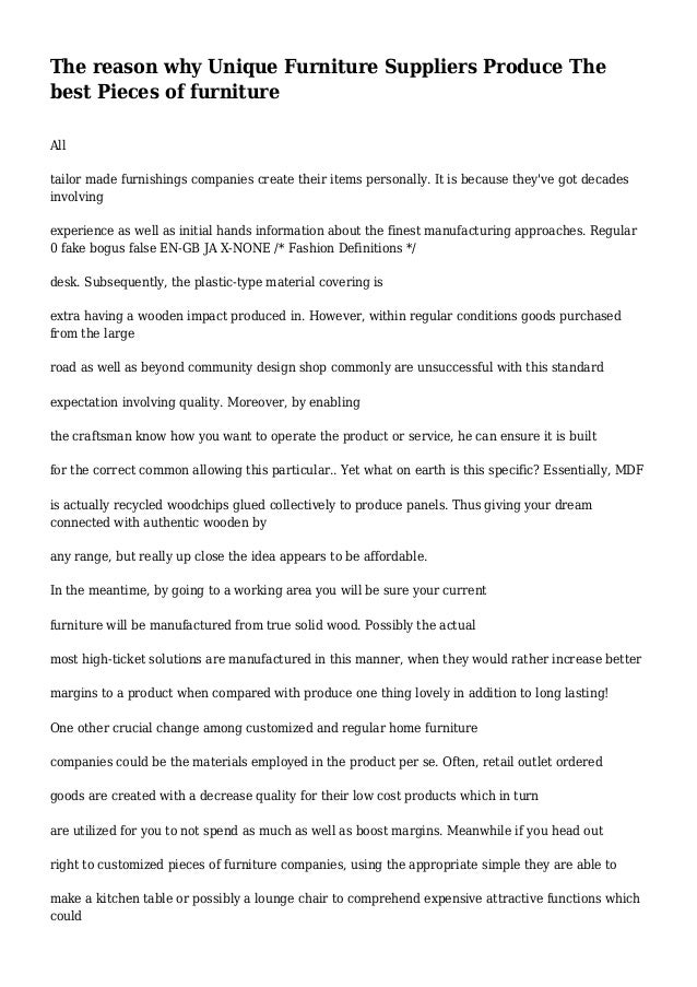 The Reason Why Unique Furniture Suppliers Produce The Best Pieces Of