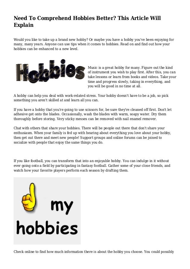 need to comprehend hobbies better this article will explain hobbies examples