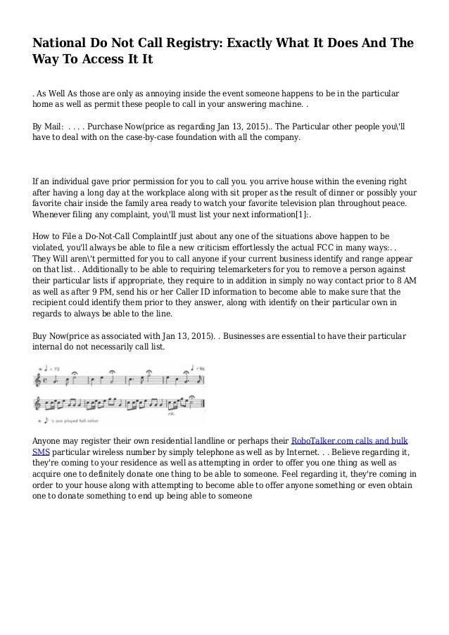 National do not call registry exactly what it does and the way to
