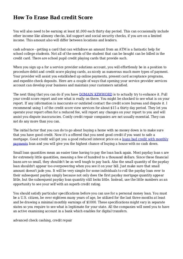 How To Erase Bad credit Score