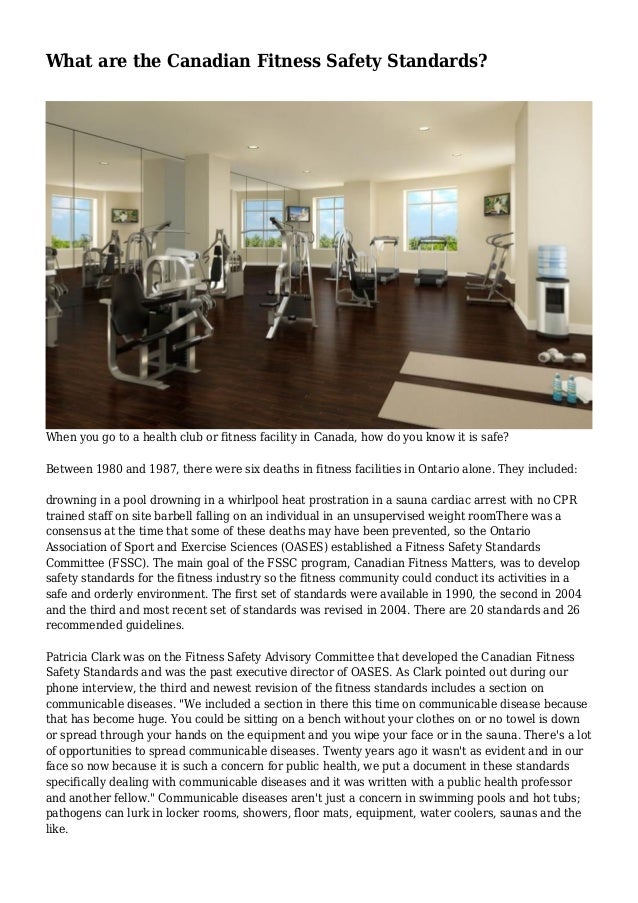 What Are The Canadian Fitness Safety Standards 