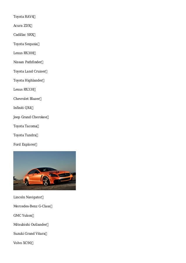 Allwheel Drive Cars List