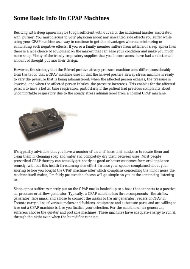 Some Basic Info On CPAP Machines