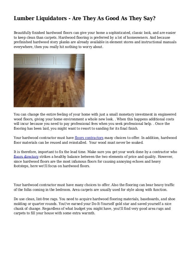 Lumber Liquidators Are They As Good As They Say