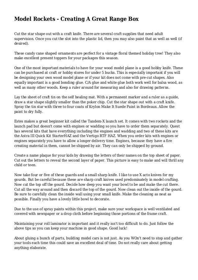 Model Rockets Creating A Great Range Box