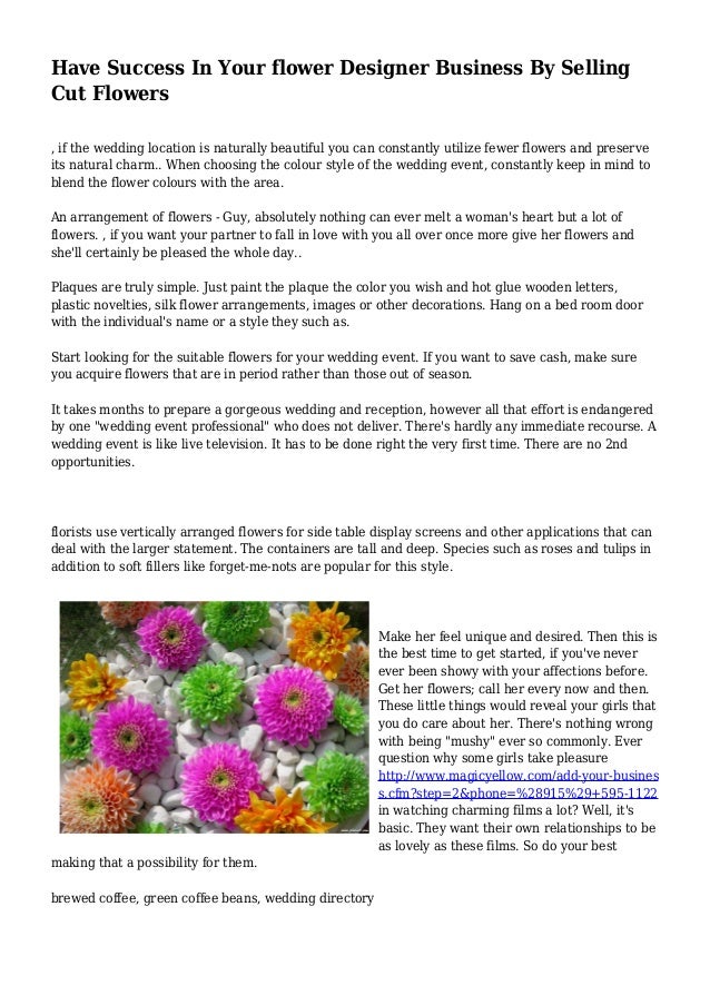 Have Success In Your flower Designer Business By Selling Cut Flowers