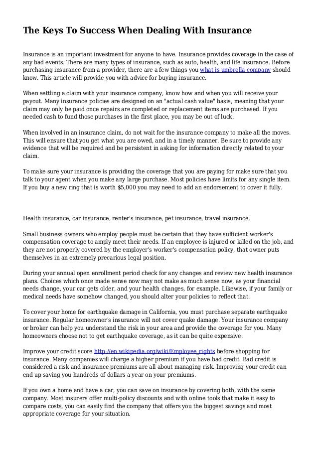 The Keys To Success When Dealing With Insurance