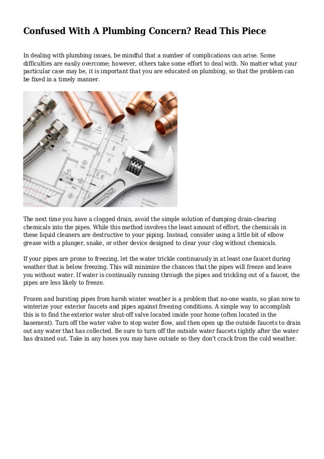 Confused With A Plumbing Concern Read This Piece