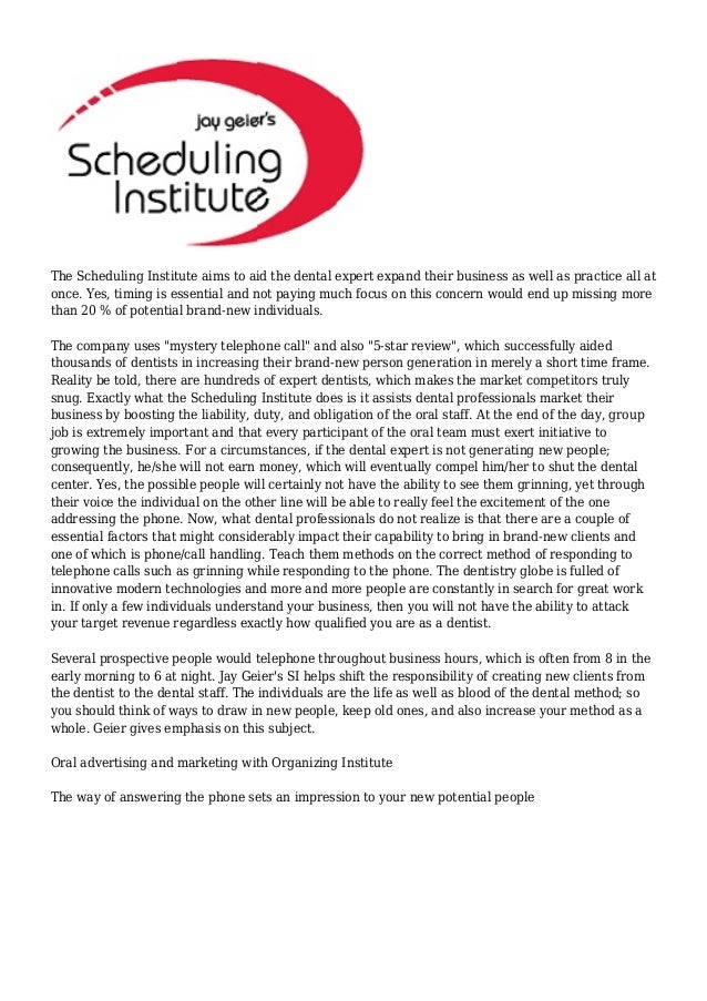 Leveraging your Dental Office with The Scheduling Institute