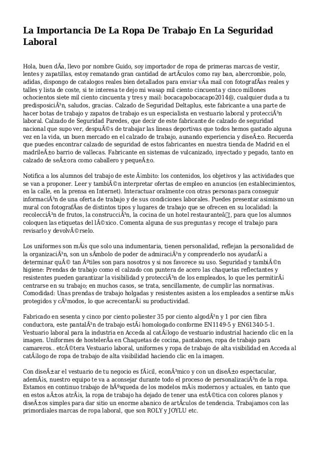 La Importancia De La Ropa De Trabajo En La Seguridad Laboral
