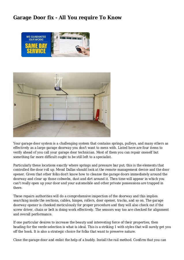 Garage Door Fix All You Require To Know
