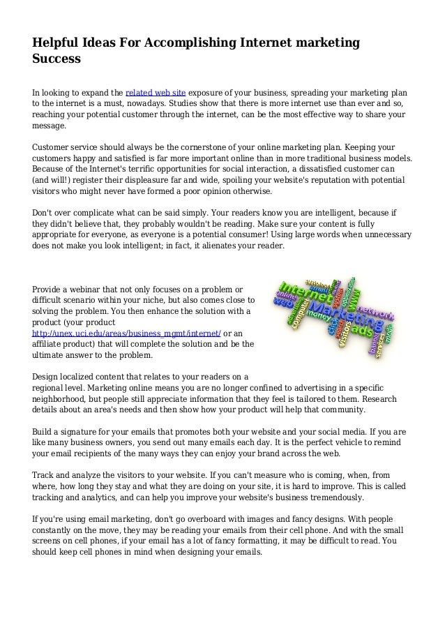 Helpful Ideas For Accomplishing Internet Marketing Success - 