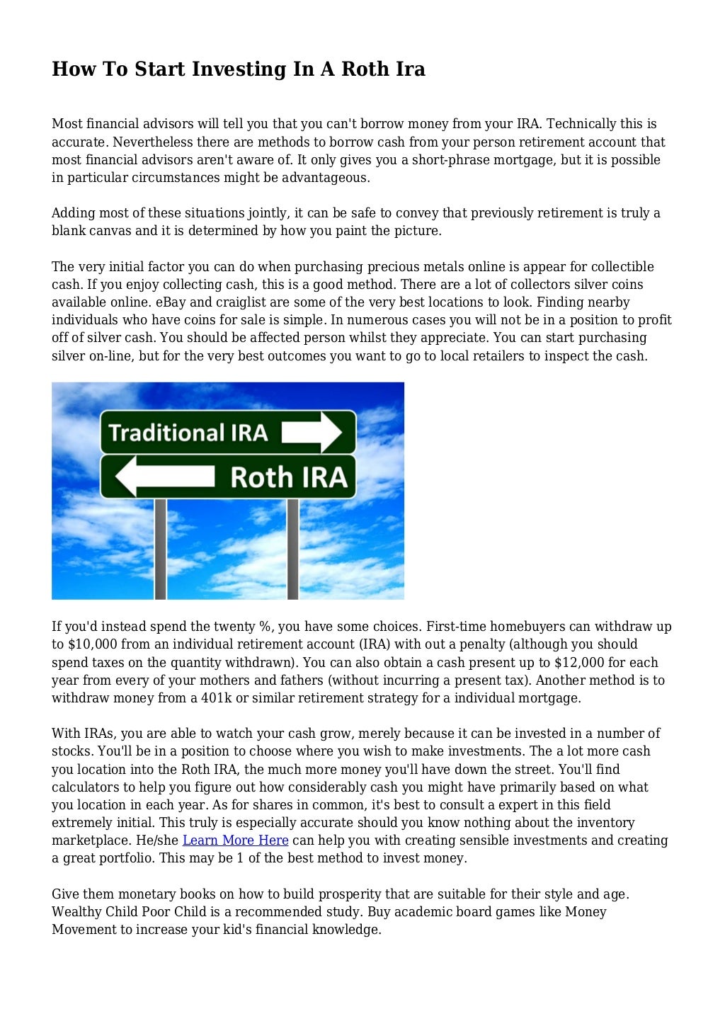 How To Start Investing In A Roth Ira