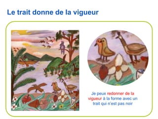 Je peux redonner de la
vigueur à la forme avec un
trait qui n’est pas noir
Le trait donne de la vigueur
 