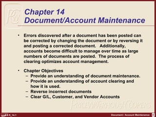 Chapter 14 Document/Account Maintenance ,[object Object],[object Object],[object Object],[object Object],[object Object],[object Object]