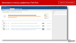 SSDL Enforcement – SDLC Integration
Заголовки и статусы дефектов в Test Run
 