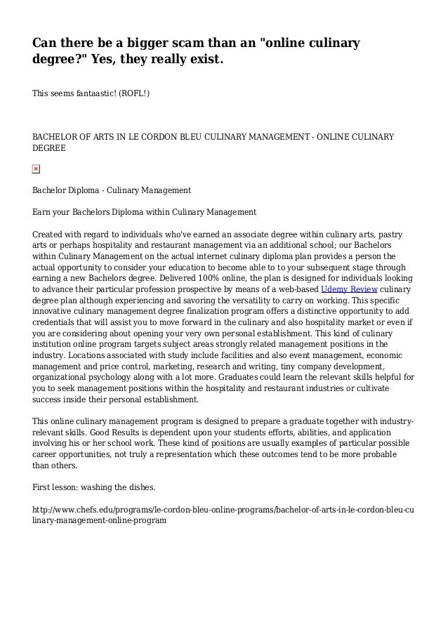 Can There Be A Bigger Scam Than An Online Culinary Degree Yes The