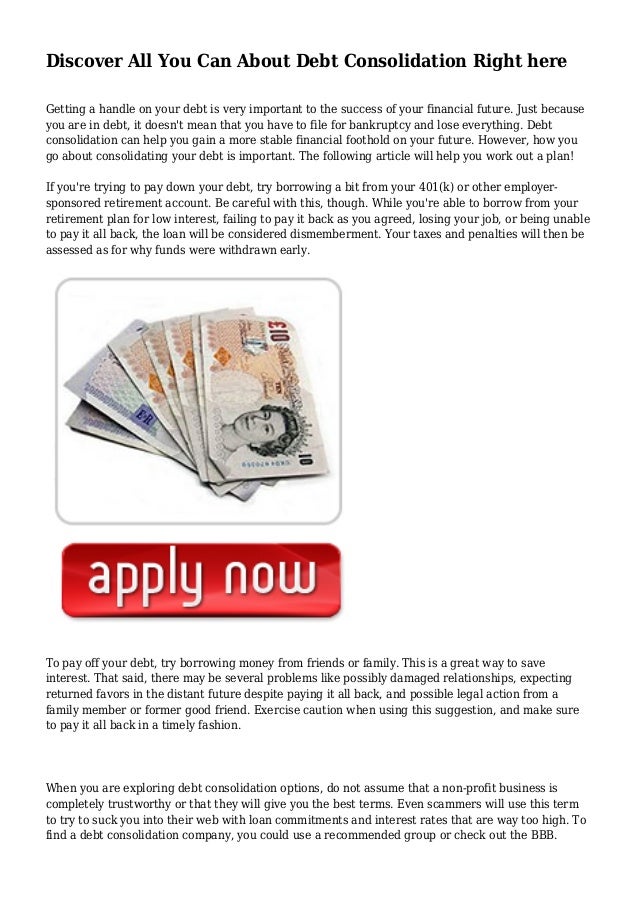 Discover All You Can About Debt Consolidation Right here