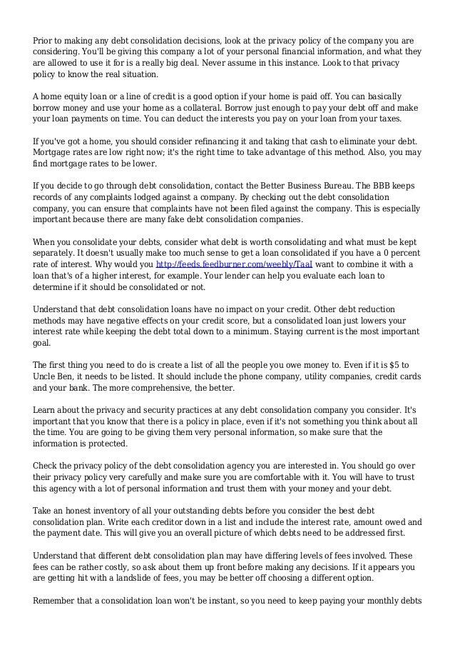 Discover All You Can About Debt Consolidation Right here