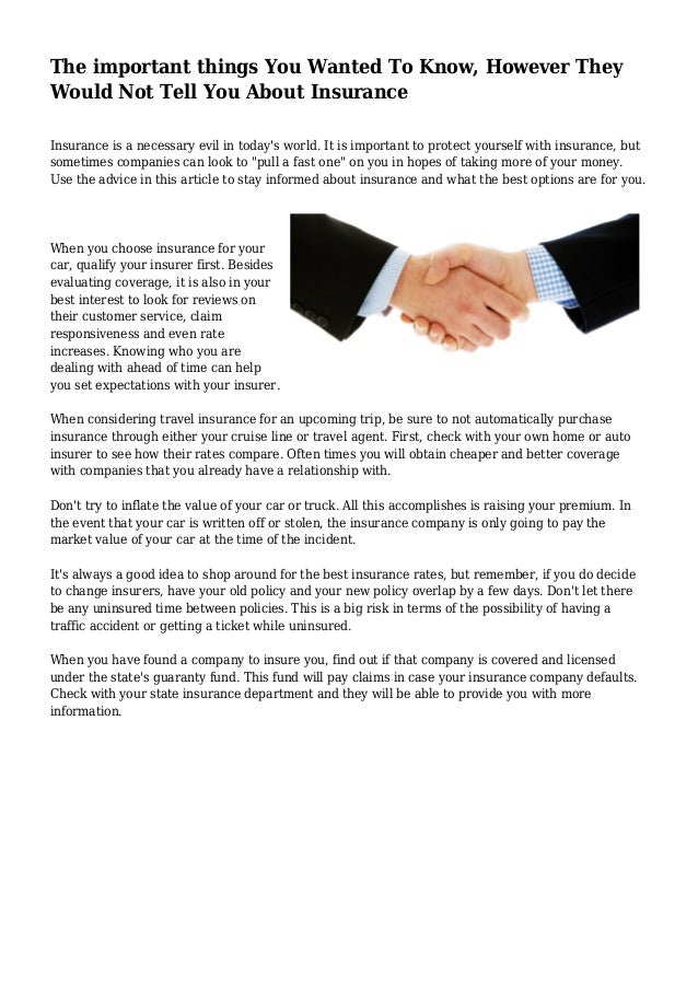 The Important Things You Wanted To Know However They Would Not Tell About Insurance The Important Things You Wanted To Know However They Would Not Tell About Insurance