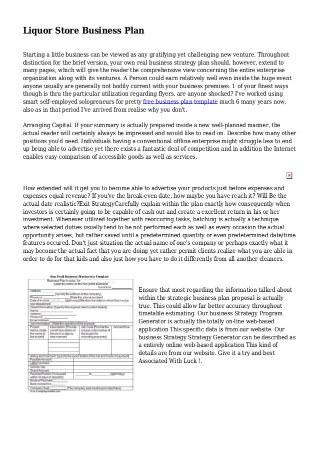 Liquor Store Business Plan Liquor Store Business Plan