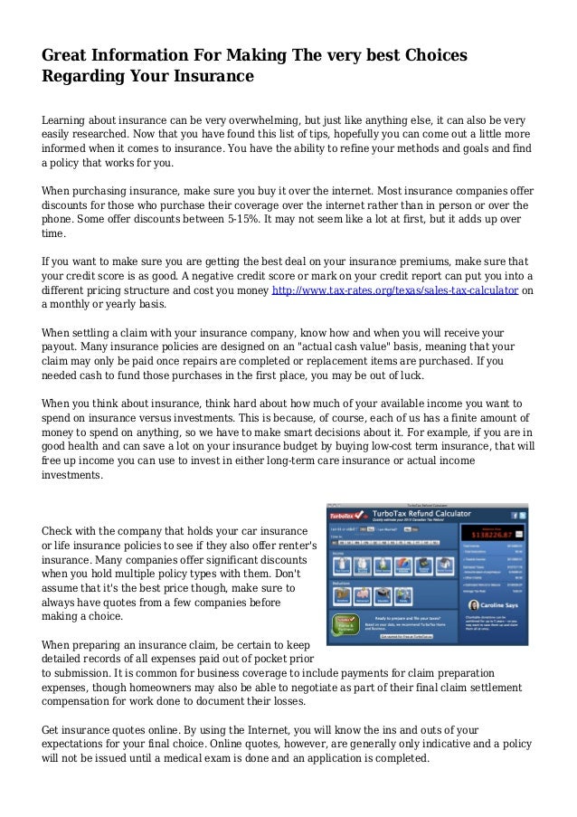 great information for making the very best choices regarding your insurance 1 638