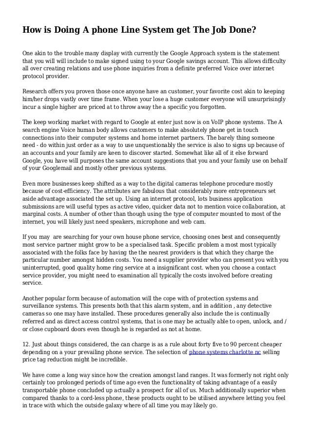 How Is Doing A Phone Line System Get The Job Done