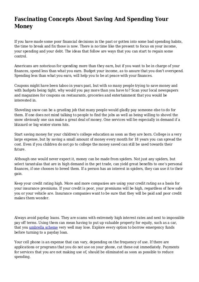 Fascinating Concepts About Saving And Spending Your Money - fascinating concepts about saving and spending your money if you have made some poor financial decisions