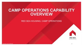 CAMP OPERATIONS CAPABILITY
OVERVIEW
RED SEA HOUSING, CAMP OPERATIONS
Proprietary and Confidential 0
 