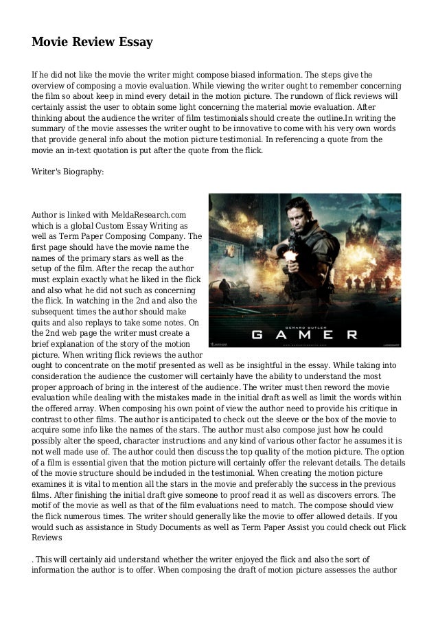 a movie review essay example