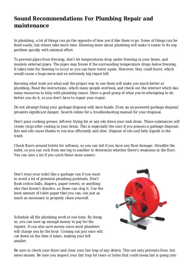 Sound For Plumbing Repair and maintenance