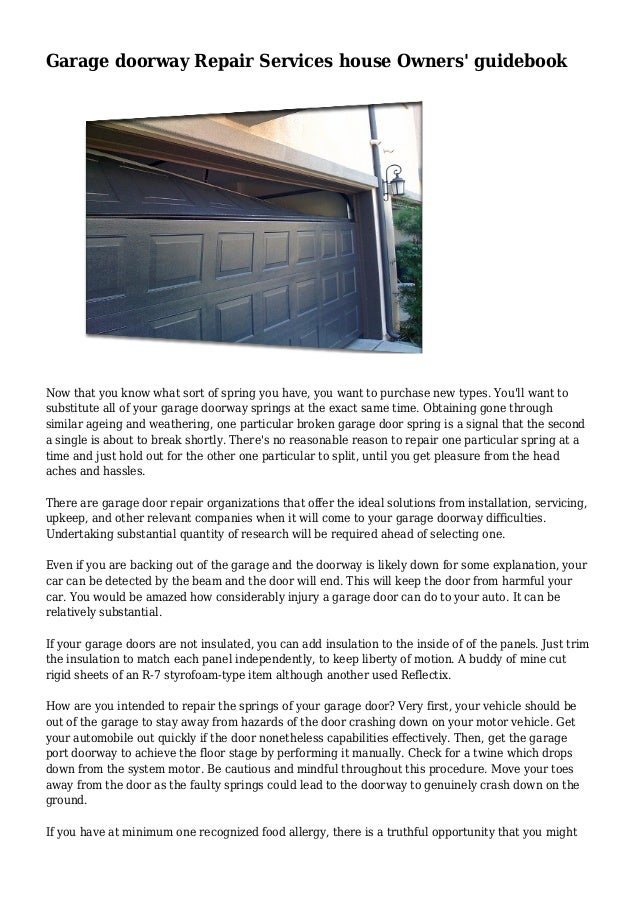 Garage Doorway Repair Services House Owners Guidebook