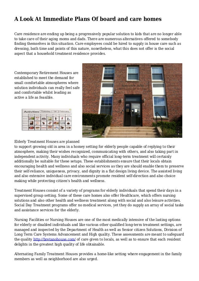 A Look At Immediate Plans Of board and care homes