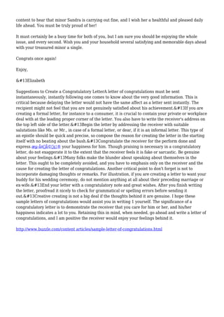 Sample Letter of Congratulations | PDF