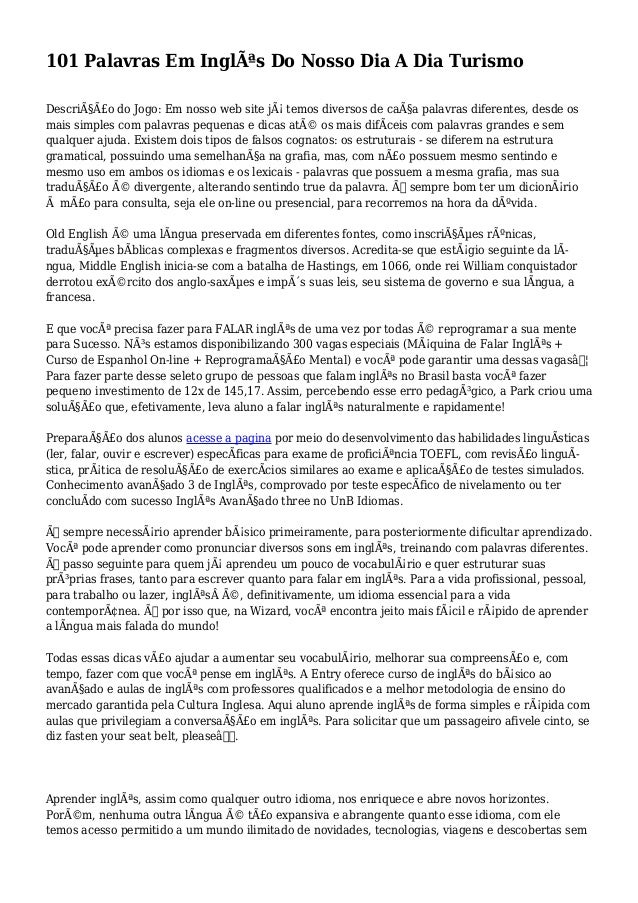 101 Palavras Em Ingles Do Nosso Dia A Dia Turismo