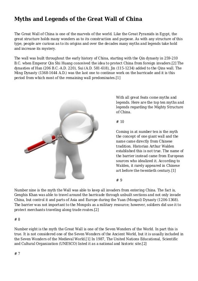 Myths And Legends Of The Great Wall Of China