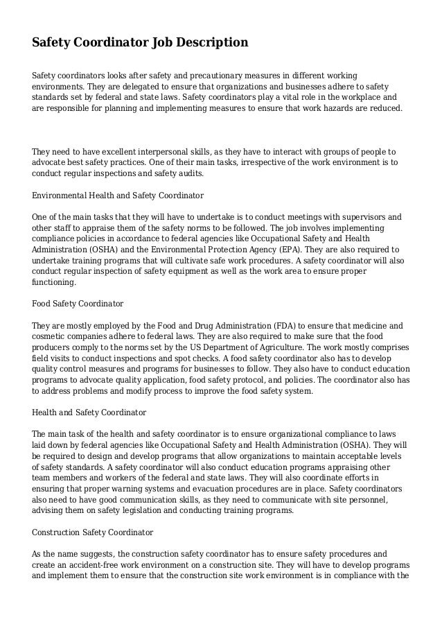 safety-coordinator-job-description