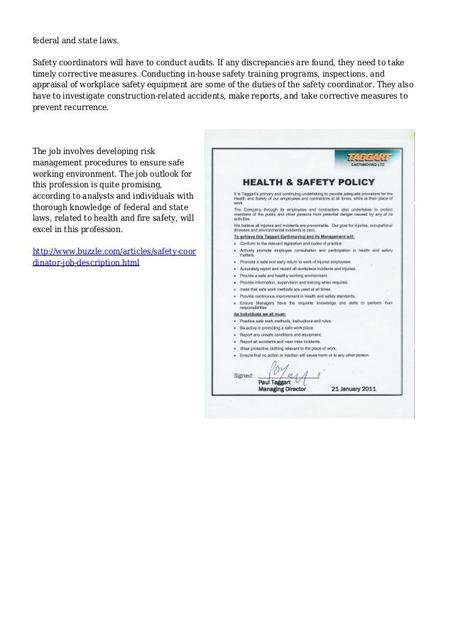 Safety Coordinator Job Description