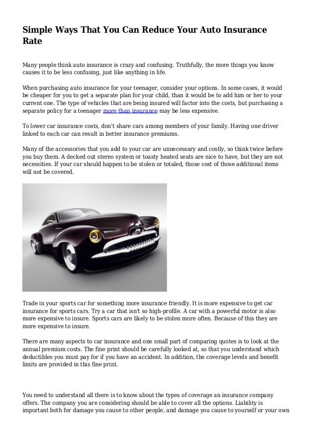 Simple Ways That You Can Reduce Your Auto Insurance Rate