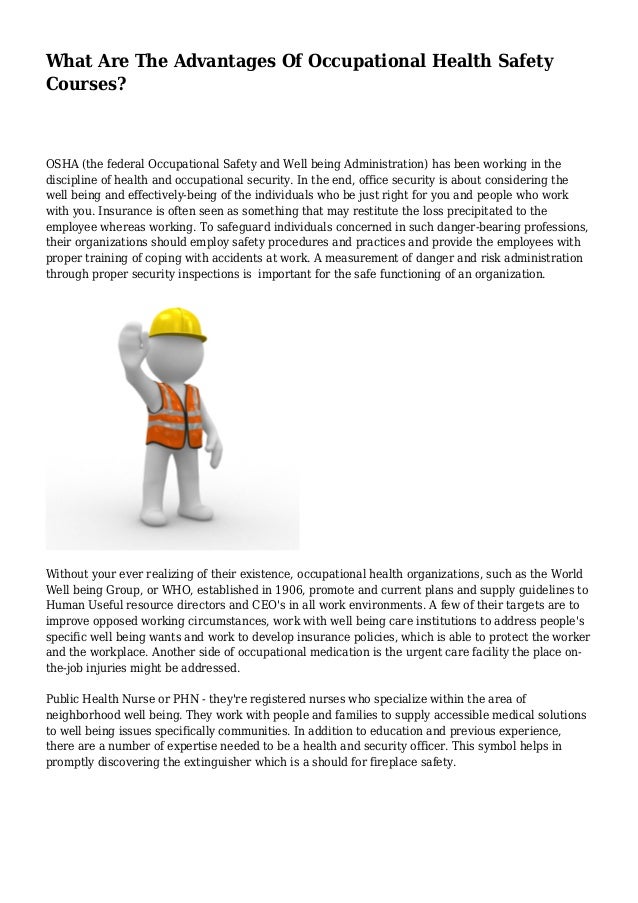What Are The Advantages Of Occupational Health Safety Courses?